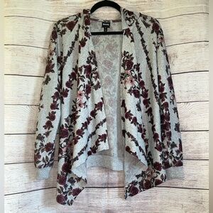 🤎3/$10 Floral Open Knit Hooded Cardigan Size Medium